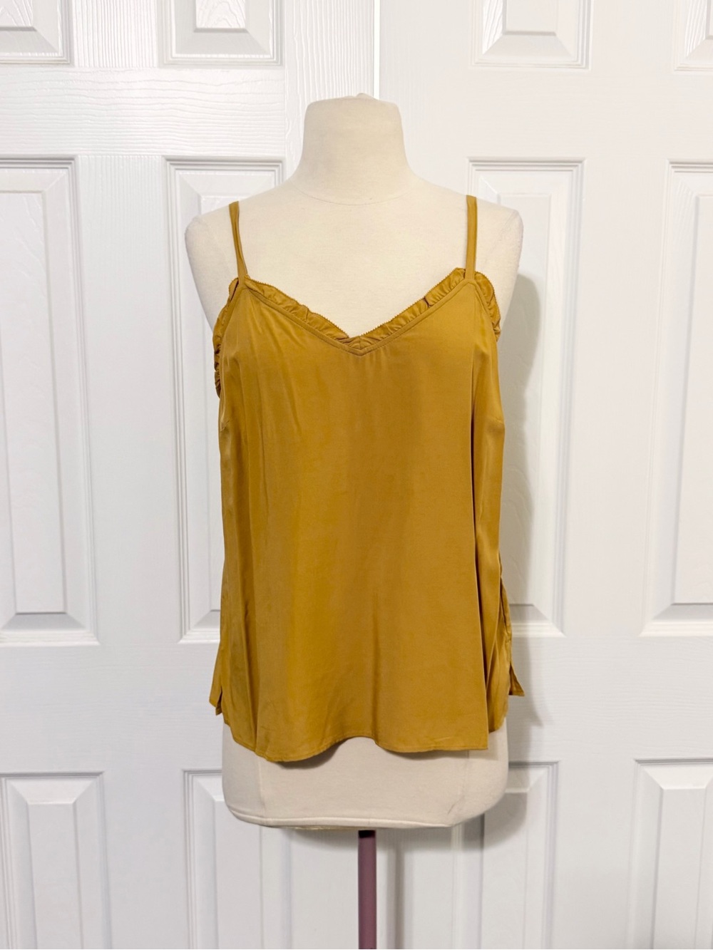 Old Navy Mustard Satin Ruffle Trim Cami